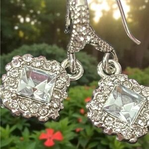 Stainless Steel Elegant Silver‎ Crystal Drop Earrings